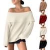 Women's Sweater Line Neck Off-the-shoulder Sweater Solid Color Loose Top