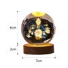 Crystal Ball Night Light Crystal Ball Lamp 3D Engraved Milky Way System Crystal Ball with Wooden Base USB Charging Gift for Kids