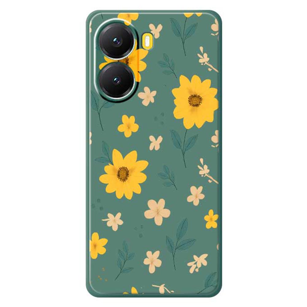 For Xiaomi Redmi Turbo 4 5G/Poco X7 Pro 5G Case Yellow Floral and Leaves Pattern Printing Straight Edge TPU Phone Back Cover