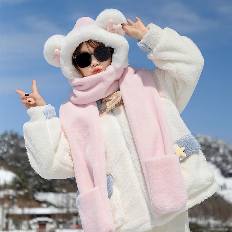 Jumaomao Women's 3-in-1 Winter Scarf, Hat & Gloves Set