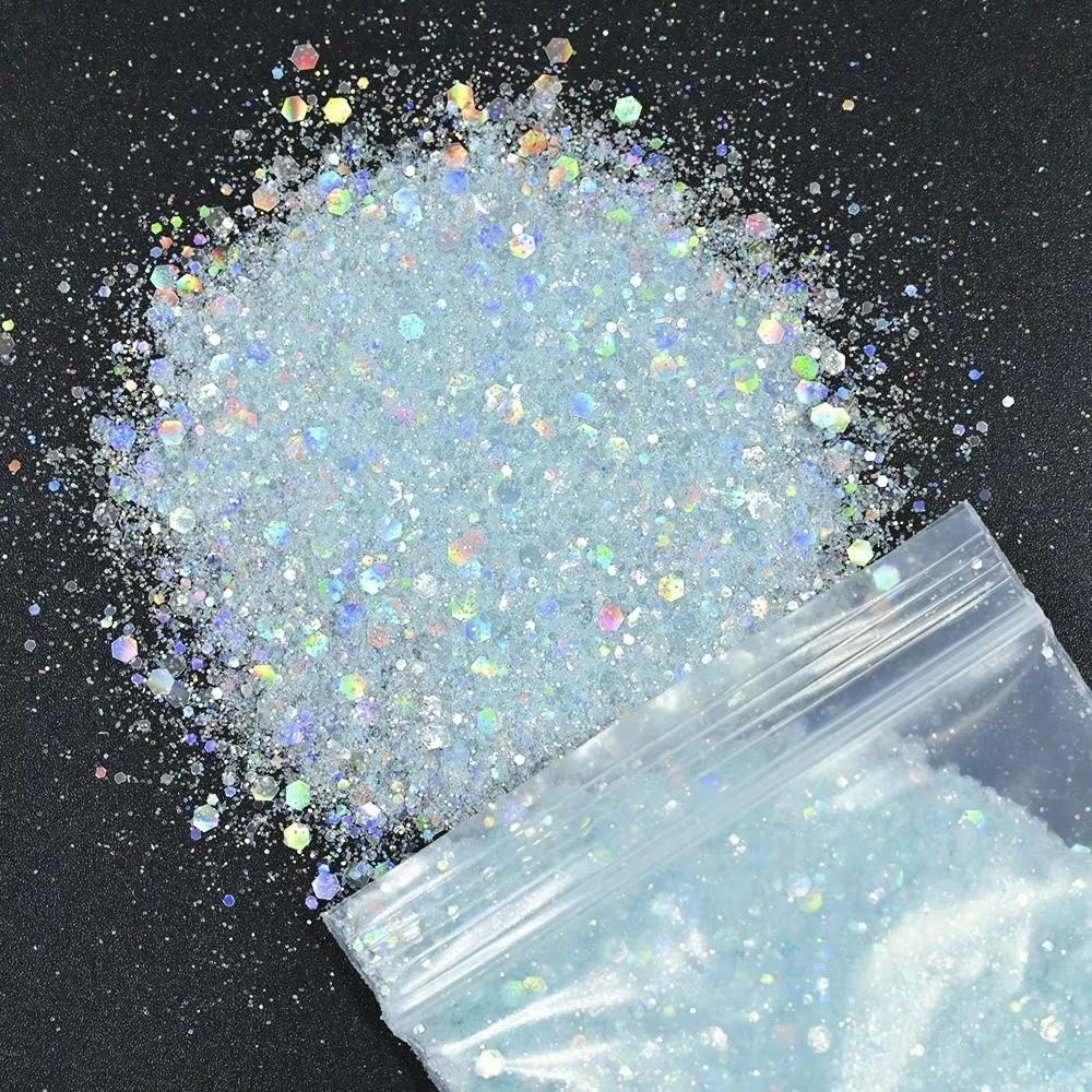 50G Holographic Nail Diamond Glitter Sequins Hexagon Holographic Glitter Polish Decoration