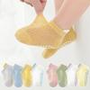 4 Pairs of Summer Baby Socks Boys and Girls Fashion Simple Style Baby Ankle Socks Soft Cotton Mesh Thin Non-slip Floor Socks