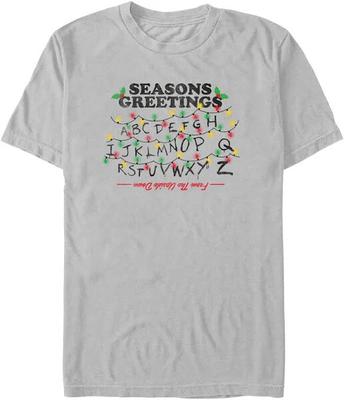 Мужская футболка Netflix Stranger Things с принтом 'Seasons Greeting Lights' (Приветствия с огнями сезонов), унисекс