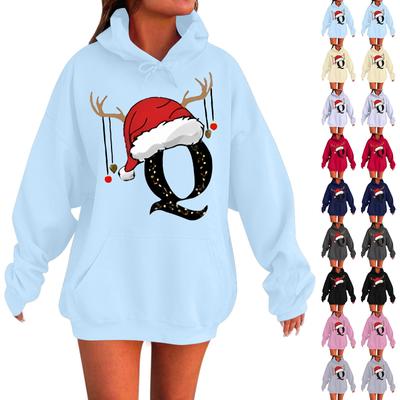 Женская мода повседневная толстовка с капюшоном с длинным рукавом и круглым вырезом с карманами