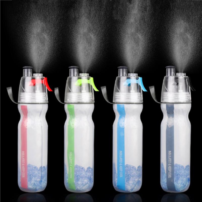 Keep Cool Insulated Bike Sports Water Bottle Spray Mist Squeeze Bottle 500ml Misting Portable Outdoor Double-deck Spray