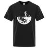 Men's T-shirt High-quality Moon Clean Printing Casual Cool Loose O-neck Men's T-shirt Hip-hop T-shirt