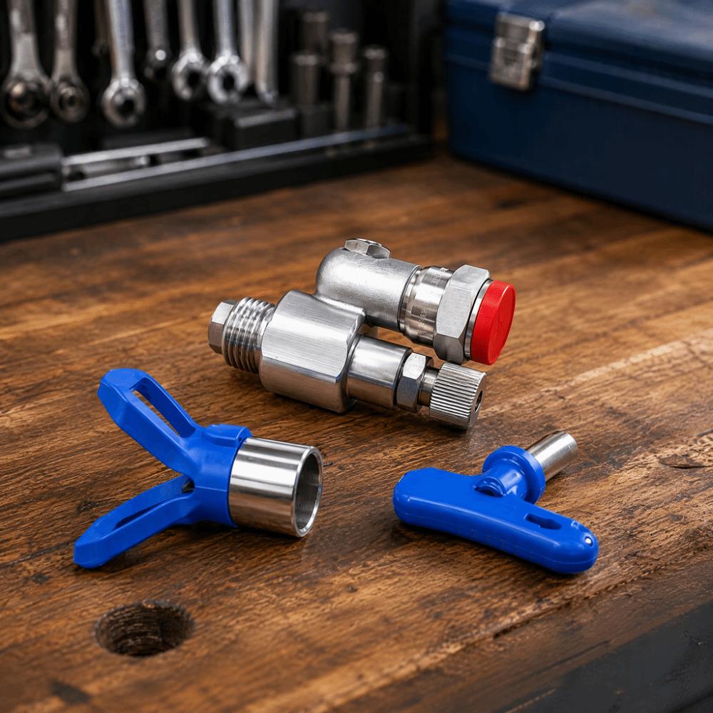 180° Stainless Steel Shut Off Valve 7/8” Size Anti-Spitting Valve For Paint Sprayers