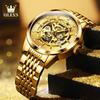 Роскошные автоматические механические часы оригинальные золотые скелетон мужские часы из цельной нержавеющей стали водонепроницаемые светящиеся часы