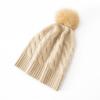Women's 100% Cashmere Pom-Pom Hat - Three-Strand Winter Knit, Versatile Cable, Warm Ear Protection
