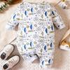 Baby Boy Robot Cartoon Pattern Print Romper Long Sleeve Onesie Jumpsuit