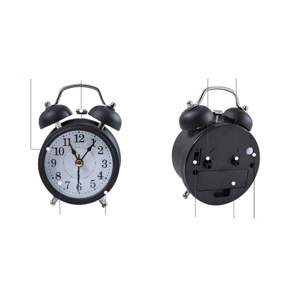 3 Inch Twin Bell Alarm Clock Modern Metal Mechanical Bedside Ringing Alarm Clock Battery Operated