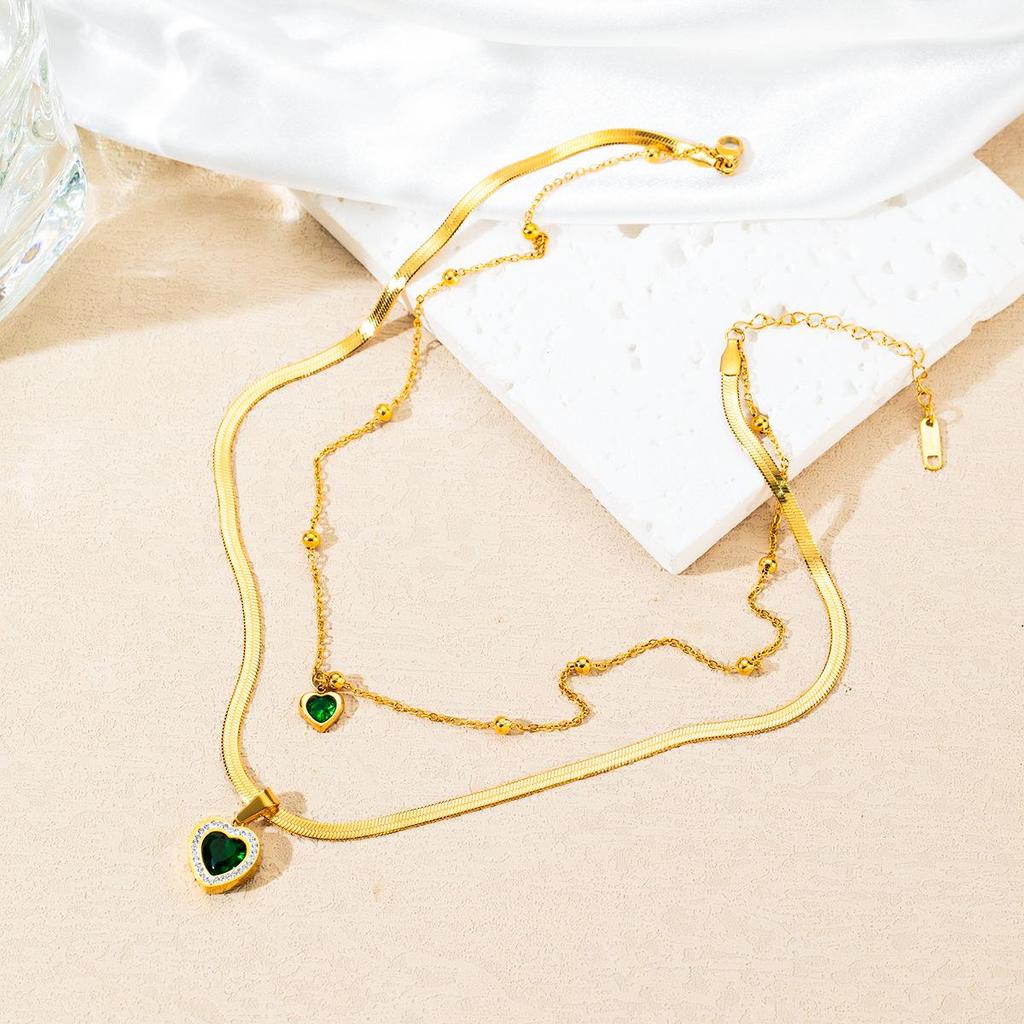 Комплект женских украшений из нержавеющей стали: Не тускнеющее ожерелье, серьги и кольцо - Модные аксессуары