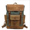 Men Backpack Travel Waterproof Computer Laptop Bag Vintage Oil Wax Canvas Backpacks Leather Male Backpack School Bag