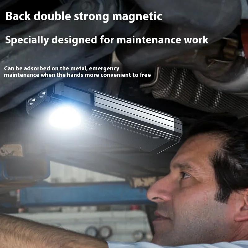 Portable LED Flashlight 3-source Ultra Bright COB Side Light Rechargeable  Zoom with Magnet Hook Outdoor Emergency Work Light