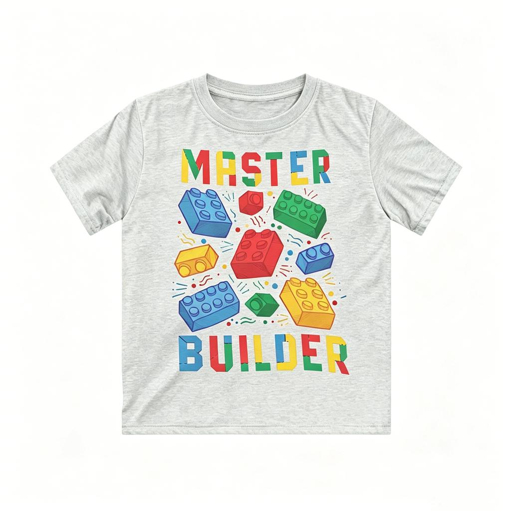Brick Builder Kids T-Shirt Casual Loose Fit Soft Breathable for Daily Wear Beach Vacation Party Outfit All Season