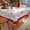 Christmas Round Tablecloth Winter Holly Snowman Tablecloth Decorative Table Cover Cloth for Indoor Outdoor Holiday Party Dining Table Decor