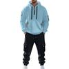 Men's Solid Color Casual Suit Loose Sports Hooded Sweatshirt With Pockets Multi Pocket Overalls Suit