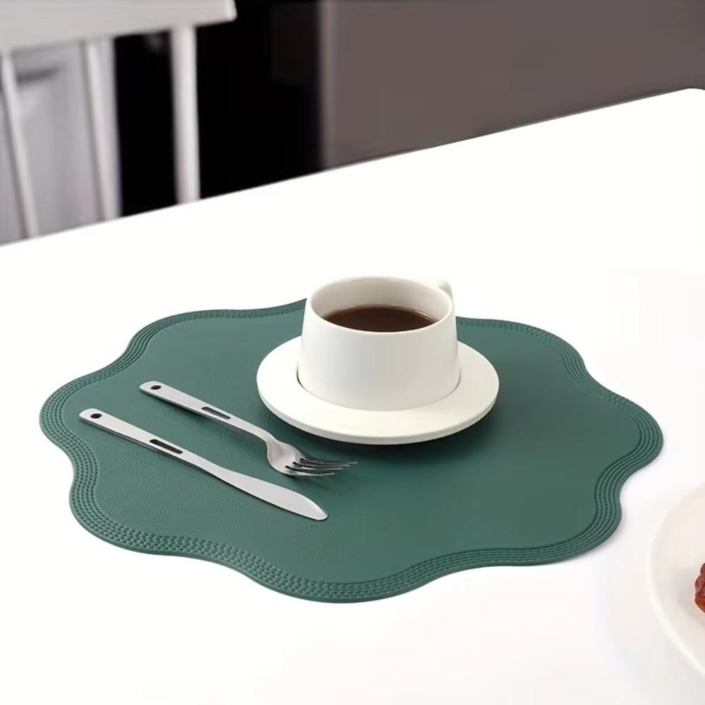 Waterproof Leather Placemats Heat-Resistant Insulation Mat Embossed Place Mats  Bars Coffee Shops