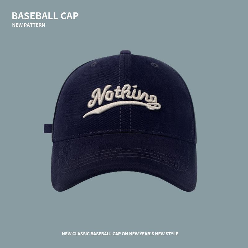 Brushed fabric embroidered letter baseball cap for men, Korean style, wide brim, enlarged and deepened, versatile, face-slimming duckbill cap for
