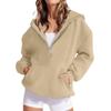 Women's Loose Comfortable Casual Fashionable Solid Color Hooded Zipper Drawstring Sweatshirt