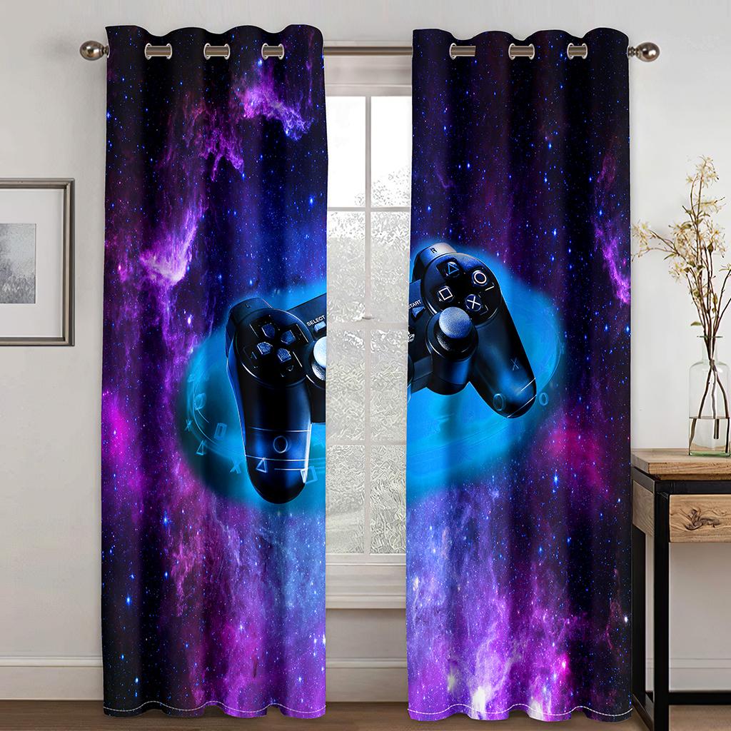 3D E-Sports Gamepad Game Controller Video Boy Kids Child Winodw Drape Curtains Set for Living Room Bedroom 2 Pieces Free Shiping