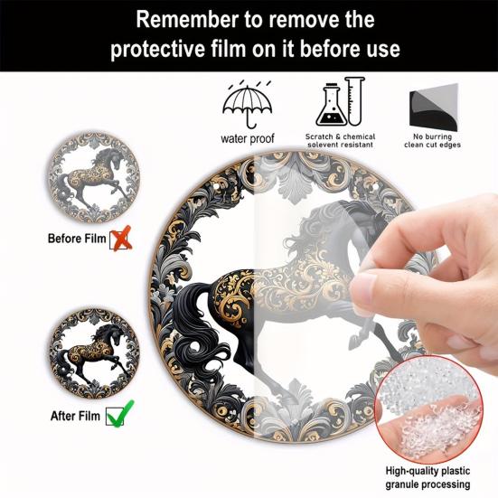 Подвесная вывеска с лошадью Круглая акриловая панель Вывеска Плоская 2D вывеска с лошадью Декоративная вывеска на входную дверь для дома, фермерского дома, для наружного и внутреннего украшения