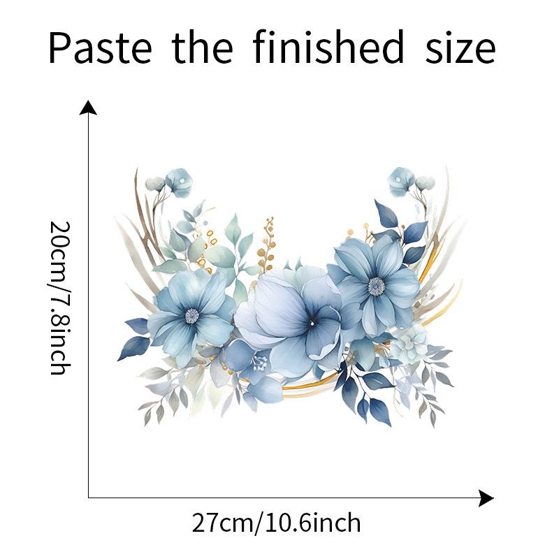 Акварельная Синяя Цветочная Наклейка на Сиденье Унитаза Декор для Ванной Комнаты Съемная Водонепроницаемая Наклейка на Стену