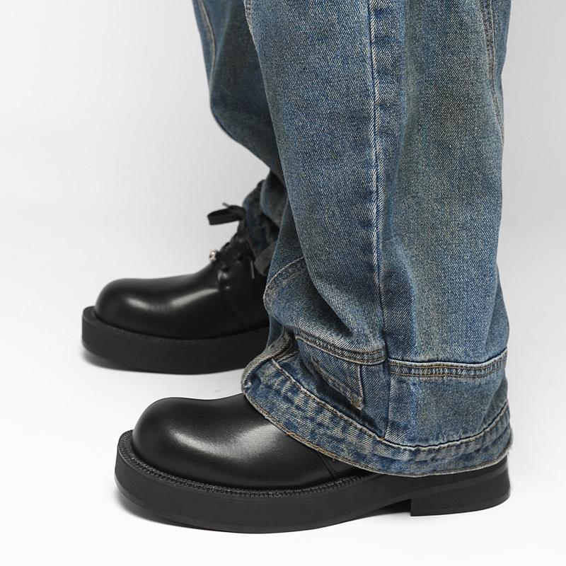 Кожаная обувь мужская обувь Мартин высокий стиль толстая подошва увеличивающая рост кожа большая голова модная универсальная деловая повседневная обувь дерби тренд