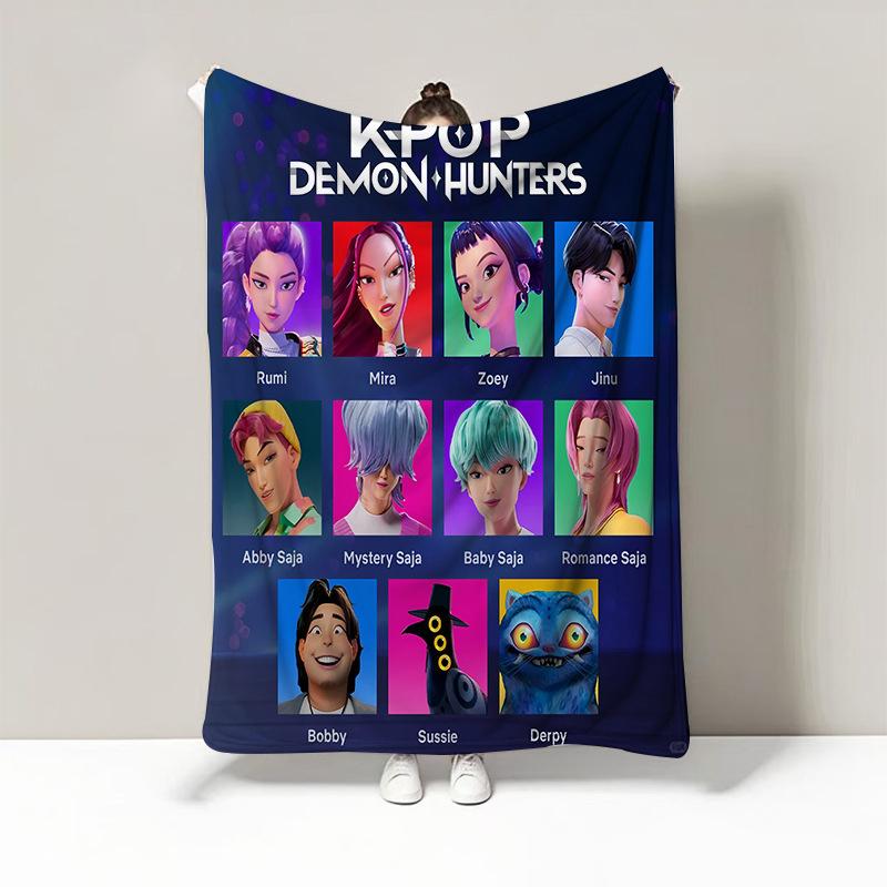 K Pop Demon Hunters Warmth Flannel Blanket Cover Soft Multifunctional Decorative Blanket Universal Blankets Holiday Gifts