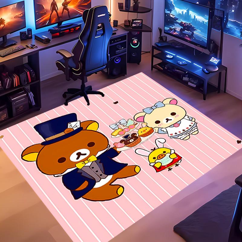 1pc Rilakkuma1 Entrance Mat, Non-Slip Mat Area Rug,Room Decor, Outdoor Decor, Kitchen Rug,Doormat - Machine Washable, Easy to Clean