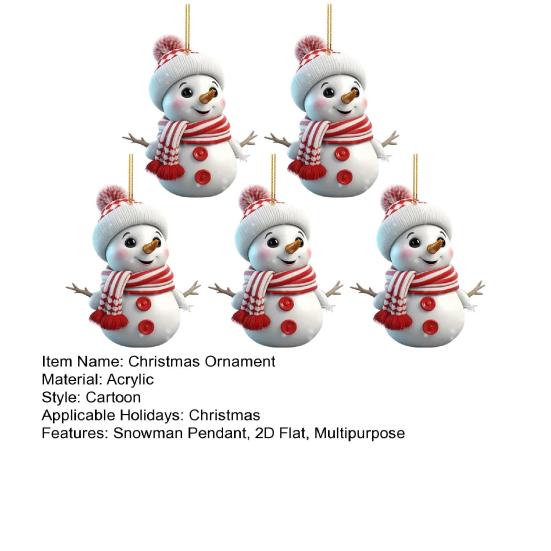 Yousheng 5 шт. Рождественский снеговик, украшение 2D, плоский акриловый снеговик, подвесное украшение, мультяшный снеговик, подвеска для рождественской елки, каминная дверь, декор