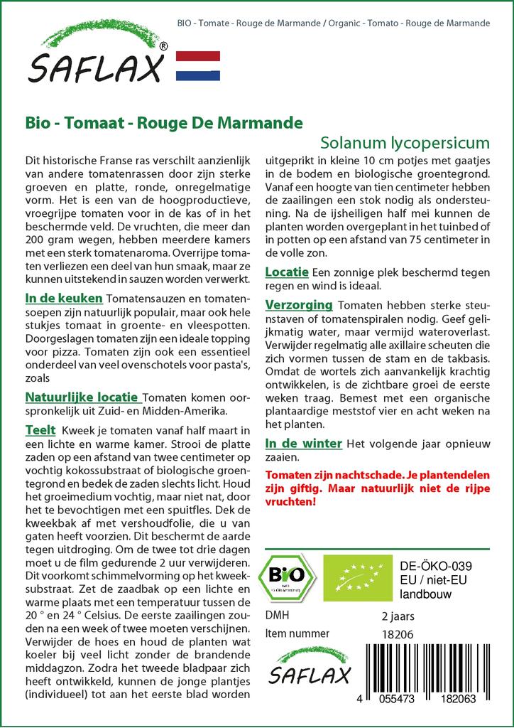 SAFLAX Garden in the Bag - Органический - Помидор - Rouge de Marmande - 10 семян - С субстратом в подходящем пакете - Solanum lycopersicum