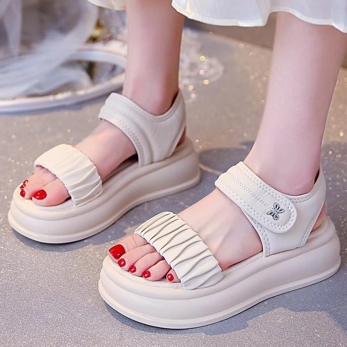 Platform sports sandals women's outer wear 2025 new summer not tired feet Velcro show high casual beach Roman shoes