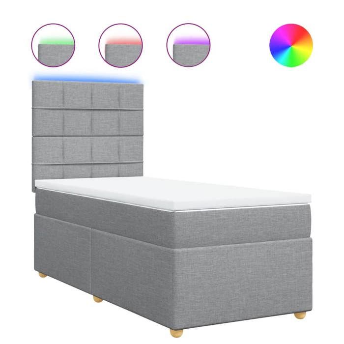 Maison Exclusive - Sommier à lattes de lit avec matelas Gris clair 90x200 cm Tissu