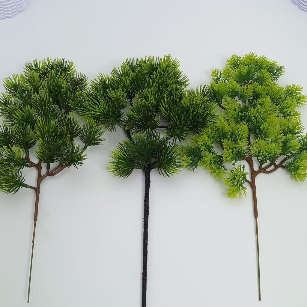 Artificial Pine Needle Branches and Cypress Tree - Green Potted Landscape Decor