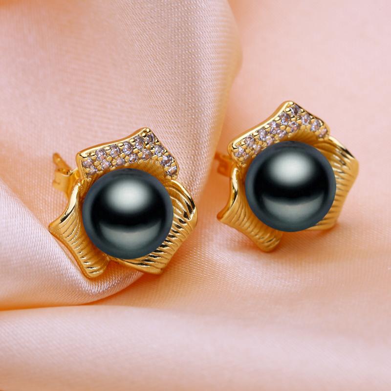 seniko Серьги-гвоздики с натуральным пресноводным жемчугом для женщин и девочек, модные серьги-гвоздики золотого цвета с цветком, подарок на день рождения