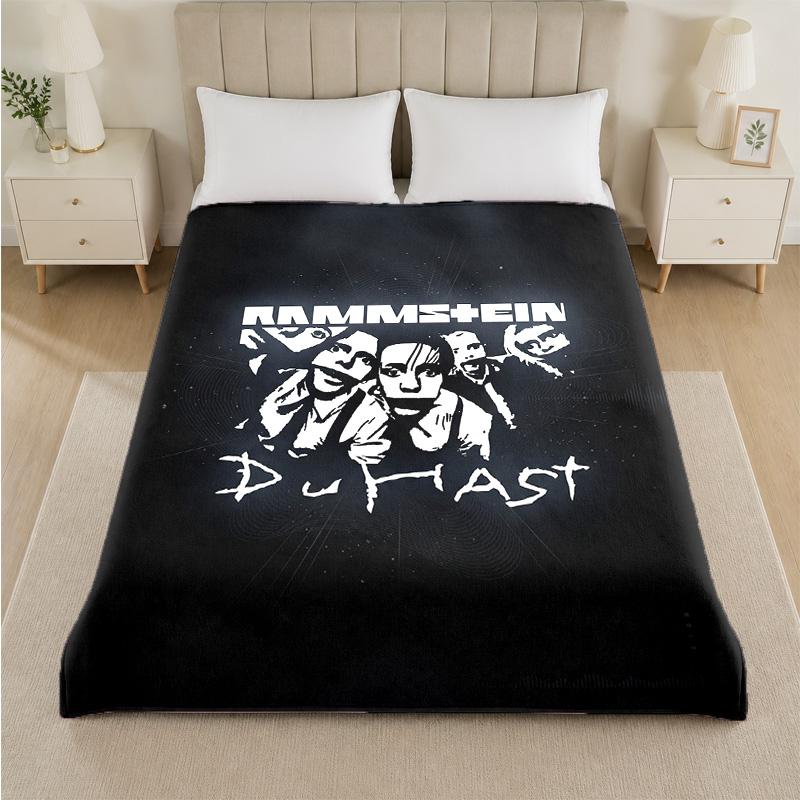 Rammstein Print Flannel Blanket Cozy Lightweight Plush Throw Blanket For Bed Sofa Household Use