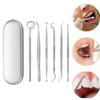 5pc/set Dental Mirror Stainless Steel Dental Dentist Prepared Tool Set Probe Tooth Care Kit Instrument Tweezer Hoe Sickle Scaler