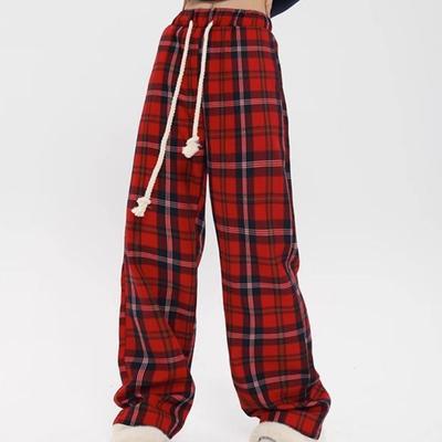 S-4XL повседневные красные брюки в клетку, женские осенне-зимние модные элегантные корейские брюки в стиле Харадзюку, хип-поп, уличная одежда, шикарные винтажные брюки