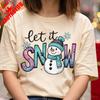 Let It Snow Tops Cute Snowunisex Winter Sublimation Design T Shirt Hand Drawn Christmas Snowflake Tops For Holiday Shirts
