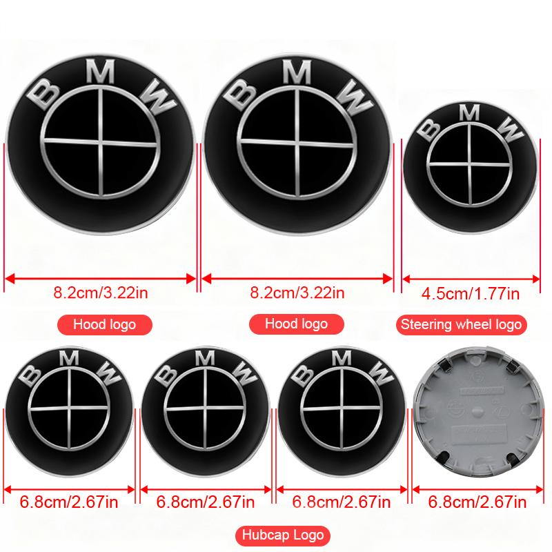 1/4/7Pc 82mm 74mm 45mm Car Front Rear Logo Wheel Hub Center Cover Steering Wheel Center Stickers For BMW E90 E46 F10 F30 E87 F20