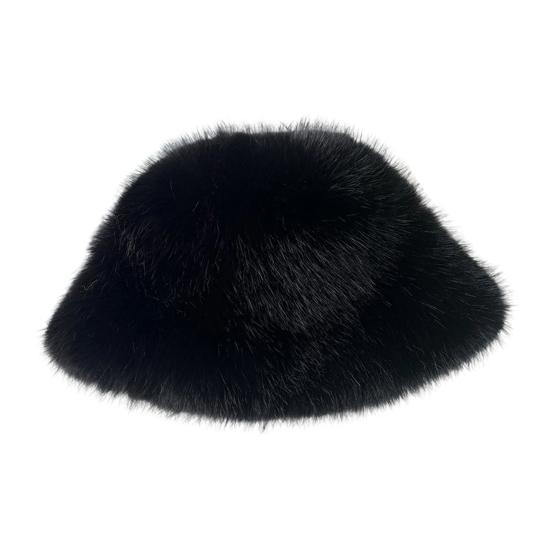 Women's Fuzzy Faux Fur Bucket Hat Winter Plush Furry Ladies Hat Fluffy Sherpa Fisherman Cap for Cold Weather