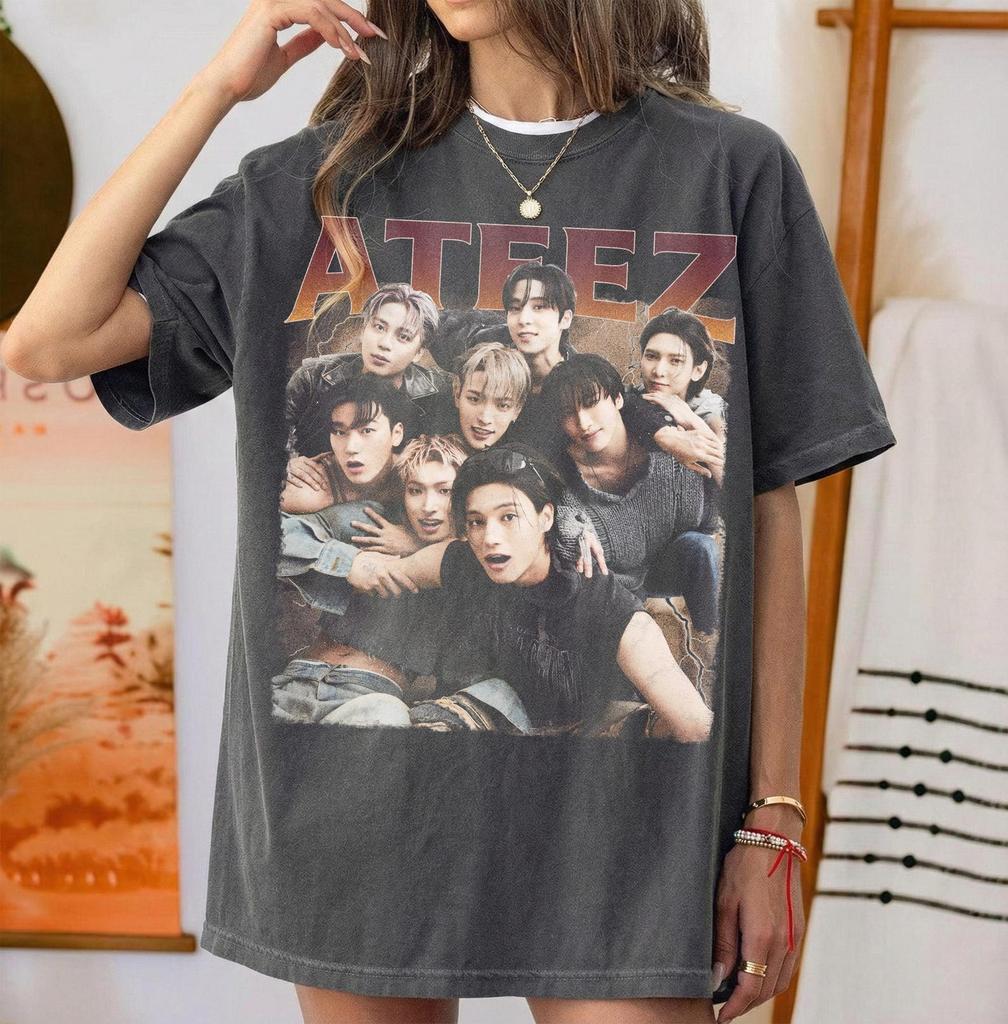 Vintage ATEEZ Graphic T-Shirt, 90s Bootleg Style Ateez Shirt, Kpop Merchandise, Gift for fan