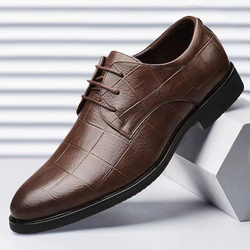 New checkered suit men's business leather shoes formal men's shoes trendy versatile casual work best man shoes wedding shoes men