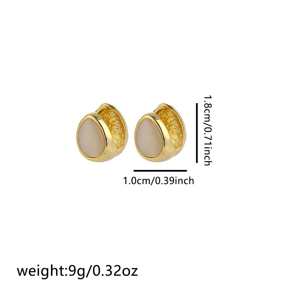 Exquisite Small Cat Eye Stone Drop Earrings Unique Design Double Sided Dainty Elegant Ear Accessories