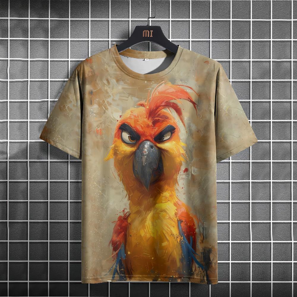 Cute Pig Dog Monkey 3D Printed Short Sleeved T-shirt Summer Breathable Polyester Simple Round Neck Top