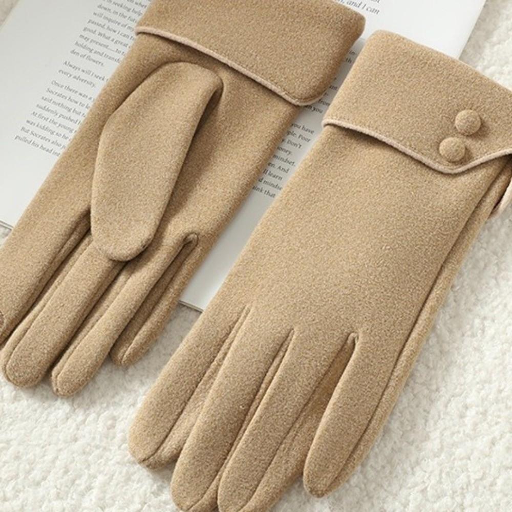 Перчатки с закрытыми пальцами Плюшевые зимние варежки Простые женские замшевые перчатки Для улицы