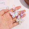 Sweet Butterfly Keychain Resin Ribbon Bow Keyring Lovely Jelly Butterfly Pendant  Couple