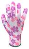 Garden gloves, polyester, flower pattern, size 8"