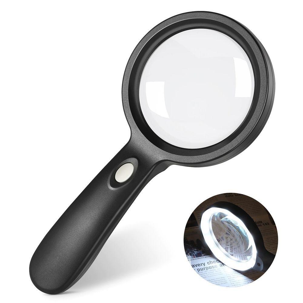 With 2 LED Light Hand Held Magnifying Glass Illuminated Magnifier Jewelry Identification